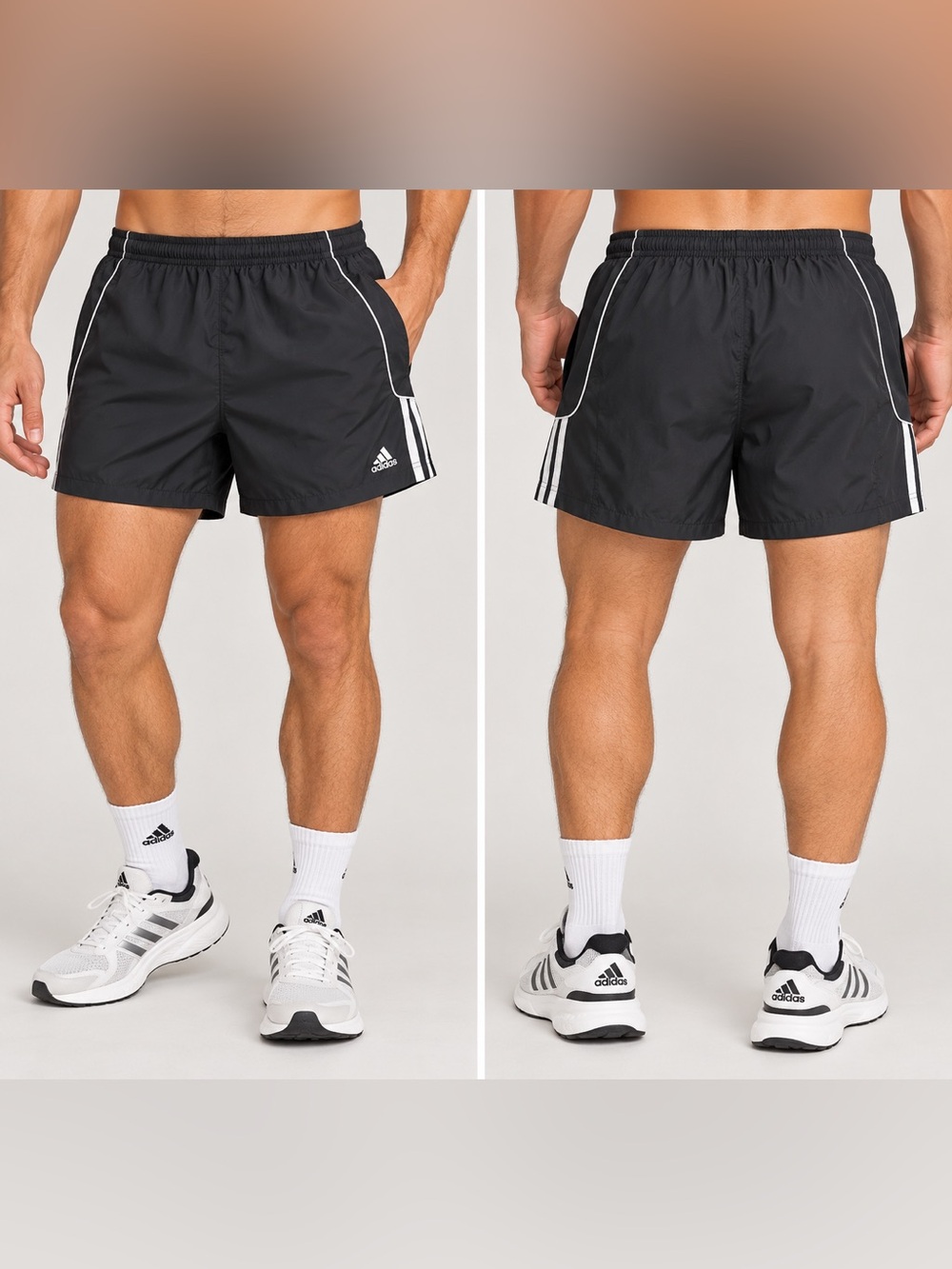Vintage Adidas Men’s Black Running Shorts 3 Stripe Athletic Size M